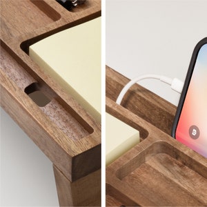 Wood Desk Organizer, Home Office Desk Organization, Tablet & Phone Stand for Cubicle, Docking Station image 9
