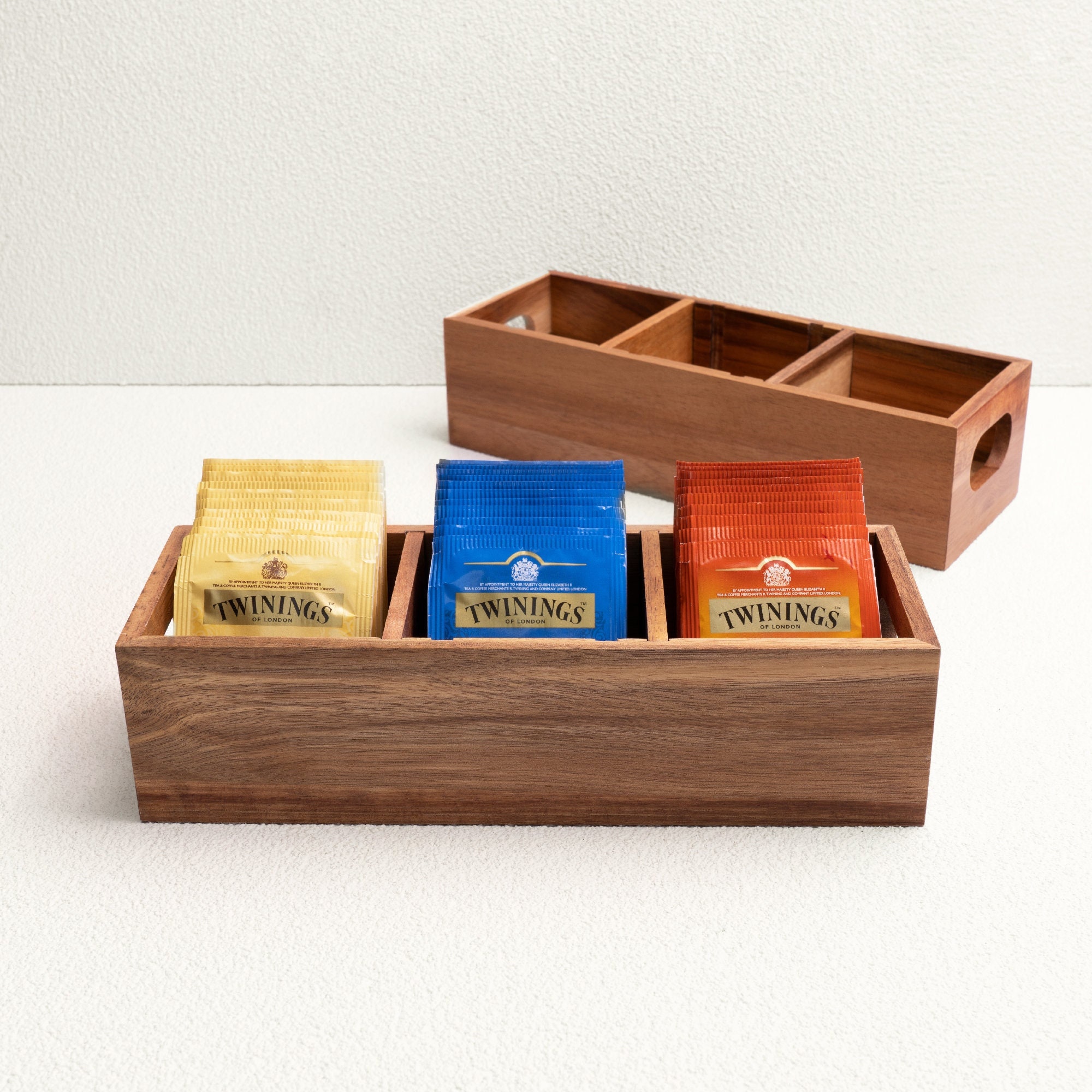 Wooden Case Container with Transparent Lid for Individual Tea Bag Storage Navaris Bamboo Tea Box Chest Organiser with 10 Compartments for Tea Bags 