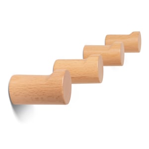 Decorative Wood Wall Hooks, Set of 4, Wall Mounted Wall Pegs for Entryway, Black Walnut & Beech Wood Natural Beech