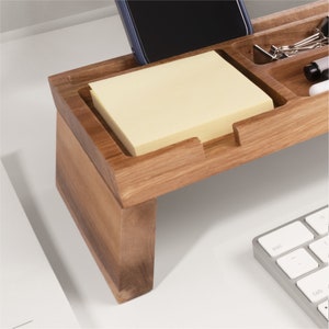 Wood Desk Organizer, Home Office Desk Organization, Tablet & Phone Stand for Cubicle, Docking Station image 6