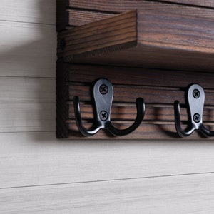 Wooden Key Holder For Wall, Entryway Mail And Key Holder, Key Hanger With Shelf, Key Hook For Wall image 4