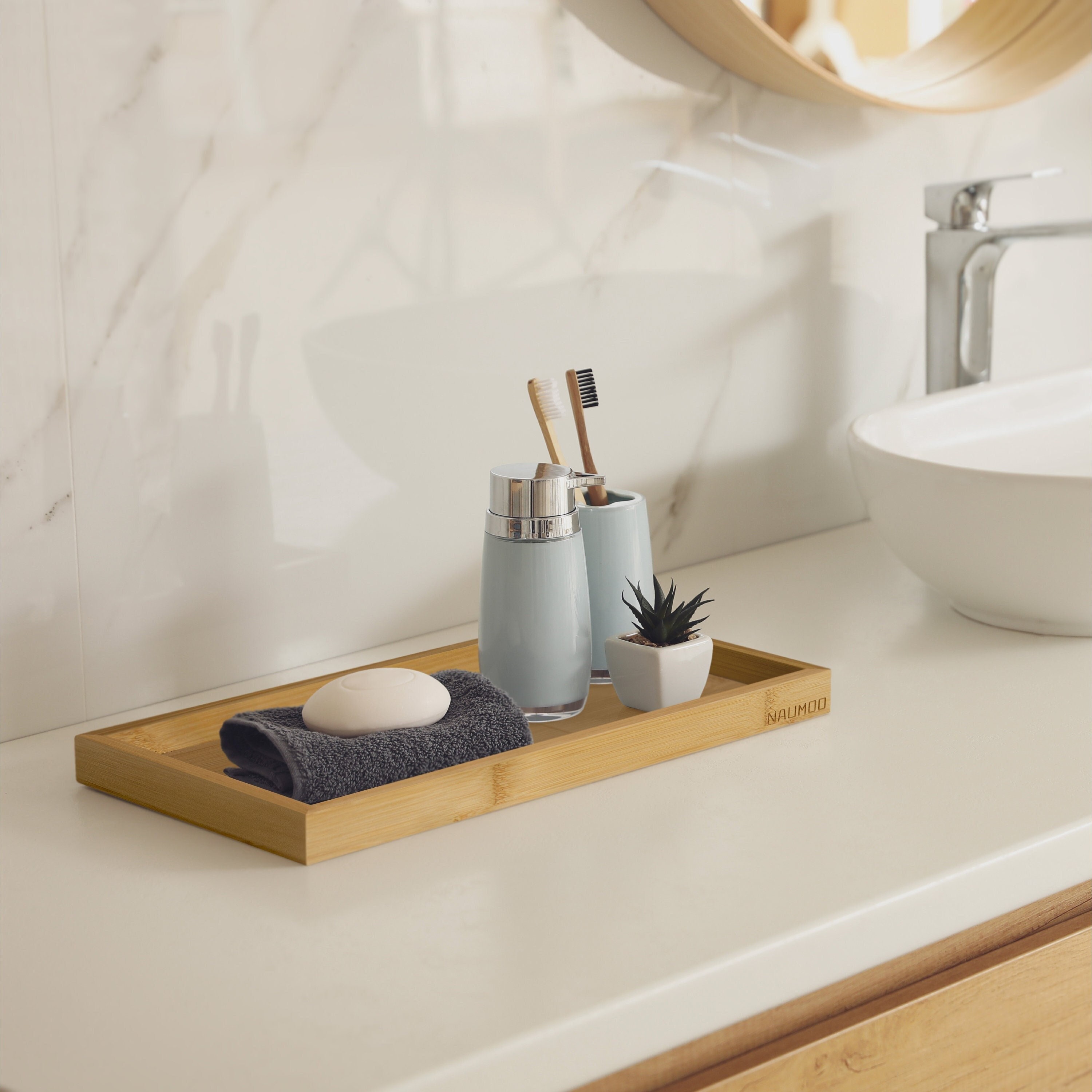 Natural Bamboo Bathroom Vanity Tray Sink Tray Candle Tray | Etsy
