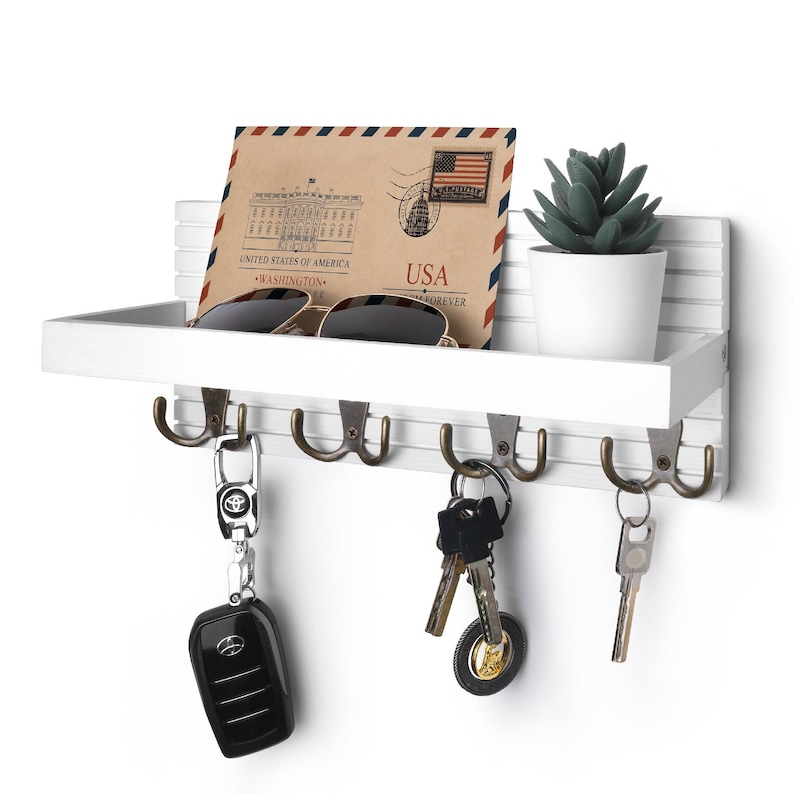 Wooden Key Holder for Wall Entryway Mail and Key Holder Key Etsy
