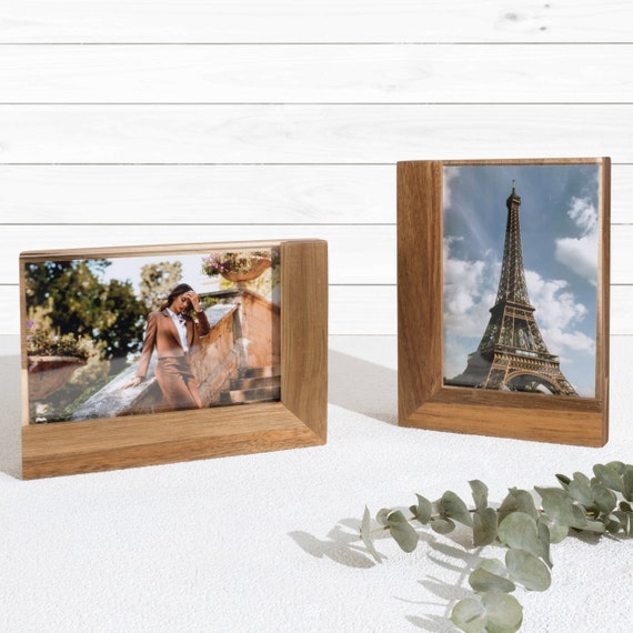 Handmade 4x6 Wooden Picture Frame Set, Rustic Photo Holder for Gift, Acacia  Wood Frame set of 2 