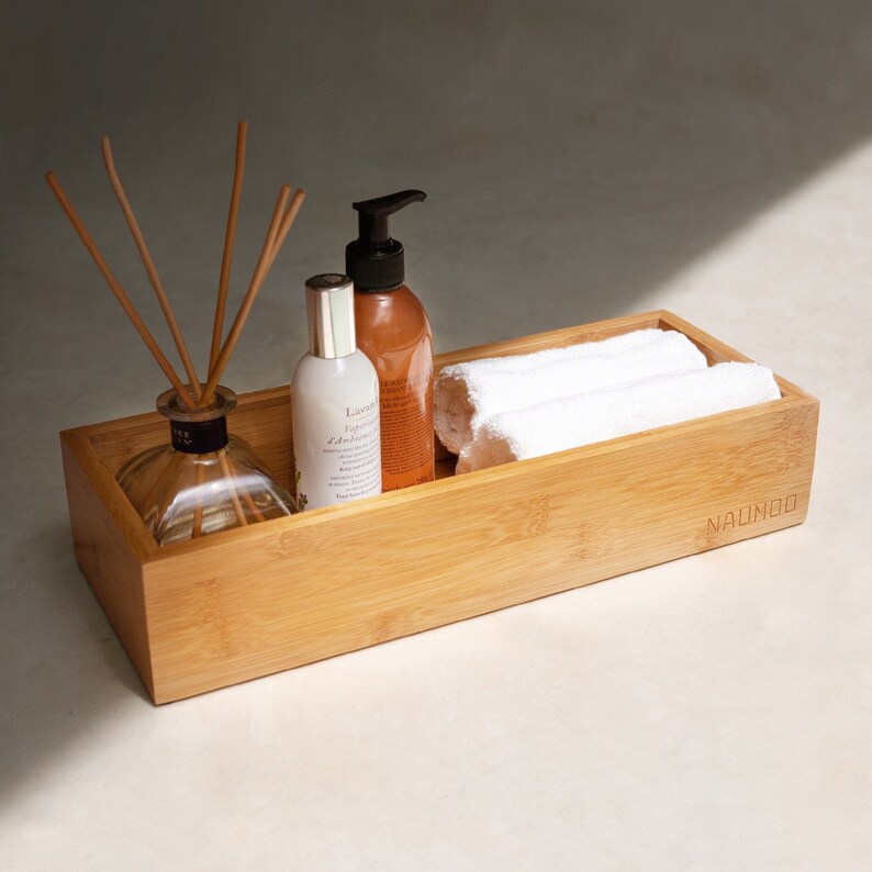 Natural Bamboo Bathroom Tray Toilet Paper Holder Toilet Tank Etsy
