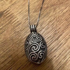 SILPADA Jewelry Retired Sterling Silver Scroll Locket Pendant 24&quot; Italian Chain Mother Birthday Gift Her Christmas Collectible Designer