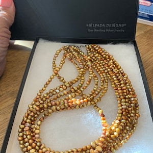 Silpada Copper Freshwater Pearl Multi-Strand Necklace Retired 18&quot;-20&quot; Adjustable Vintage