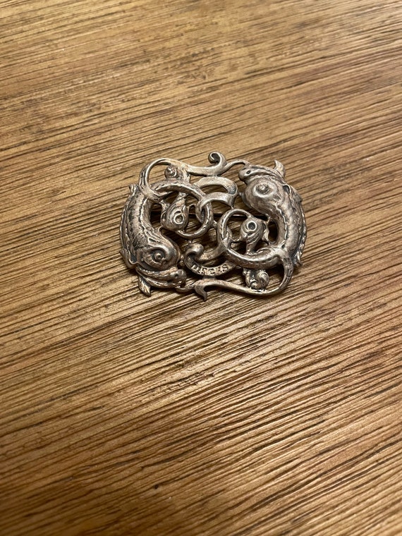 Vintage Cini Sterling Silver Pisces Zodiac Brooch - image 3