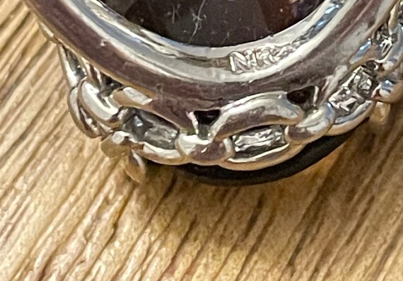 Faceted Brown Stone Silver Tone Statement Ring - … - image 2