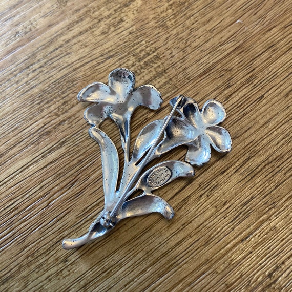 Danecraft Sterling Silver Flower Brooch Bridal We… - image 2