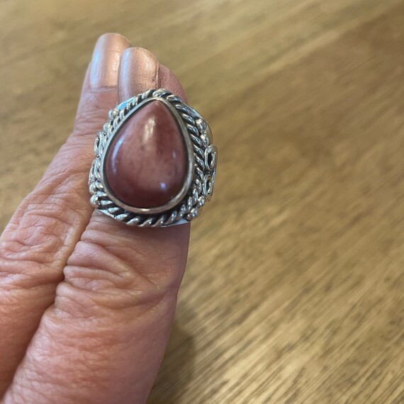 Red Jasper Silver Ring - Patterned Gemstone Jewel… - image 1