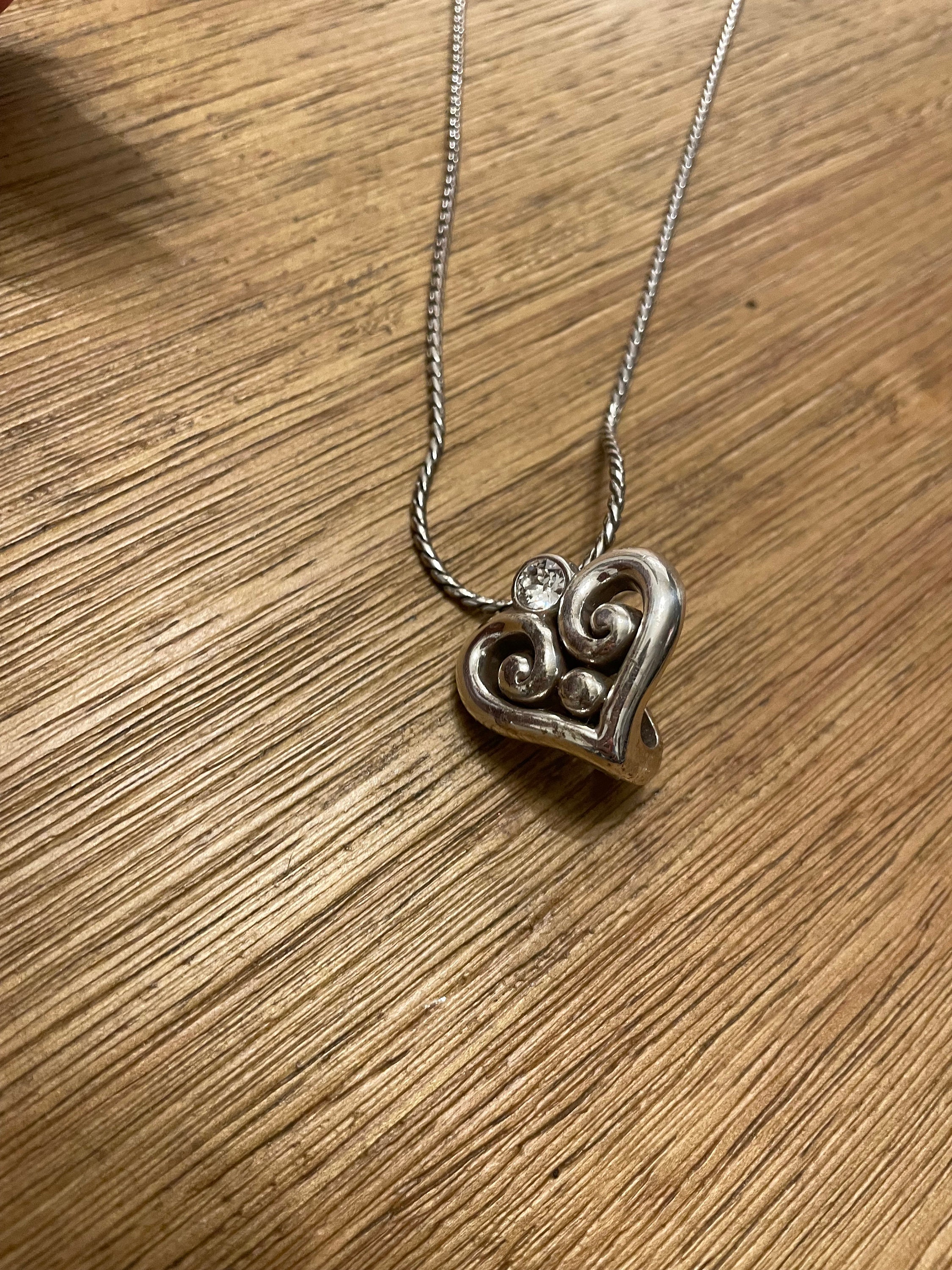 Brighton Lanyard Badge ID Holder Necklace Heart Clear Crystal 34 Mother