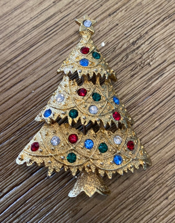 Vintage Eisenberg Ice Christmas Tree Brooch Signe… - image 2