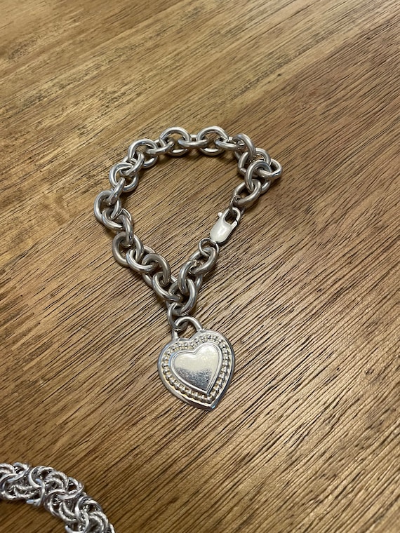Judith Ripka Sterling Silver Heart Charm Link Bra… - image 3