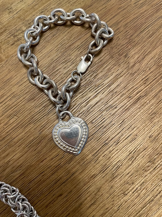 Judith Ripka Sterling Silver Heart Charm Link Bra… - image 2