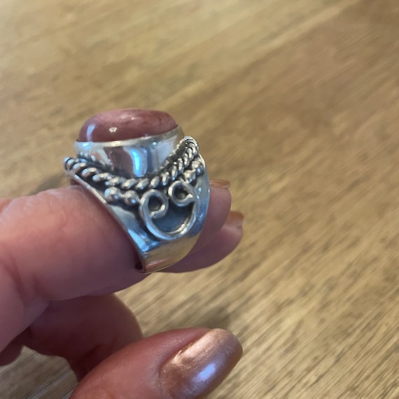 Red Jasper Silver Ring - Patterned Gemstone Jewel… - image 2