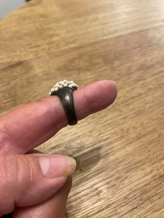 Signed B Designs Beaded Statement Ring, Dark Bron… - image 5