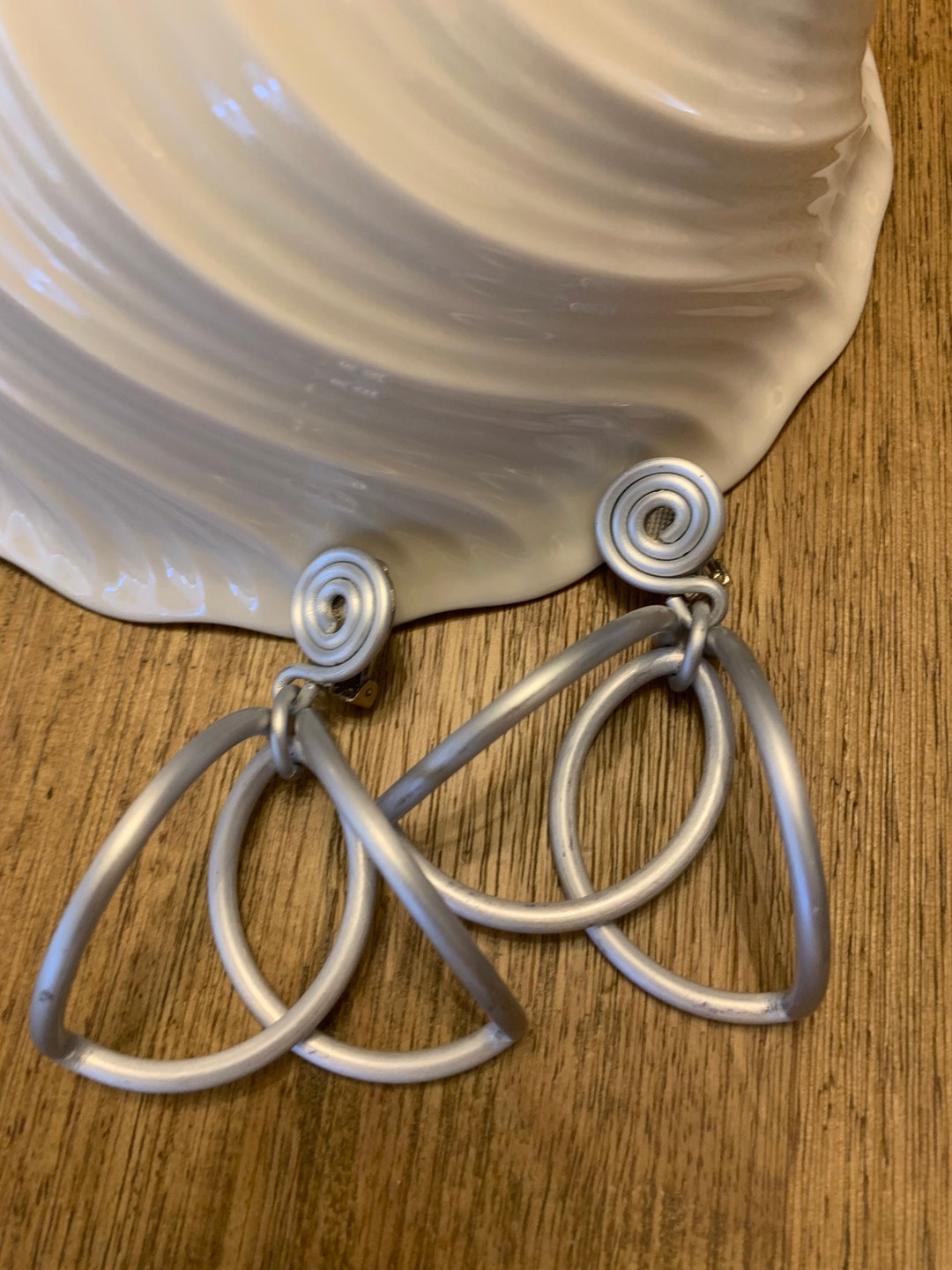 David Spada Modernist Vintage Aluminum Swirl Earrings Approx - Etsy