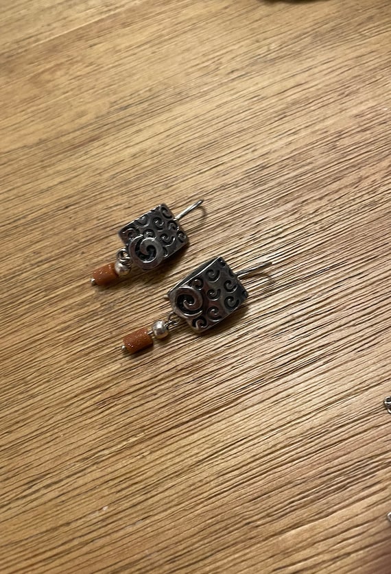 Silpada Sterling Silver Sandstone Dangle Earrings: Retired Designer Jewelry