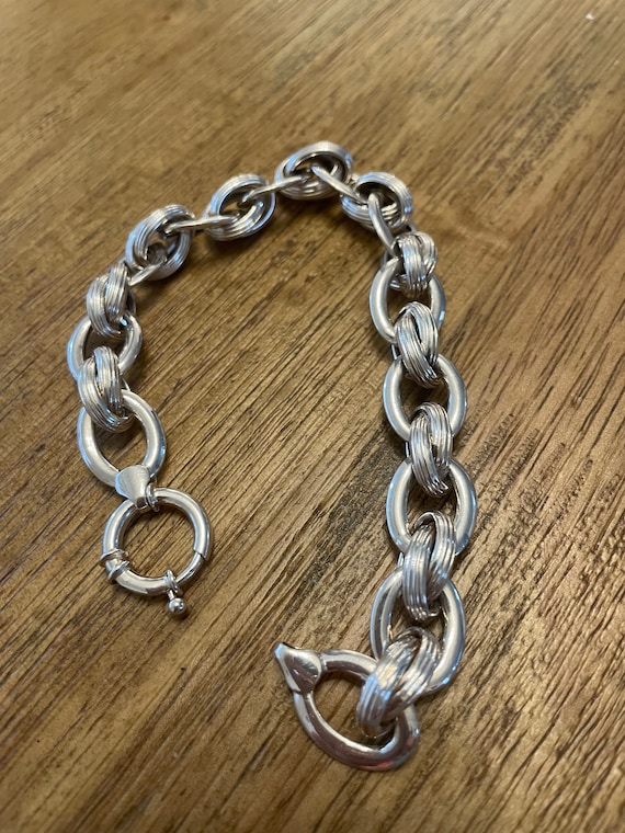 アクセサリー Vintage Silver 925 Multi Links Bracelet Sterling Silver Multi-link Bracelet - Textured Chain, 8