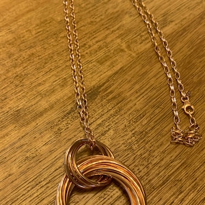 Vintage Milor Rose Gold Tone Bronze Long Necklace Ring Pendant Made in Italy Milor Bronze Mother's Valentine's Birthday Gift Collectible