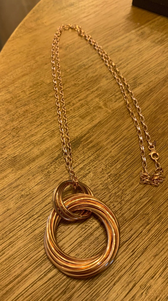 Vintage Milor Rose Gold Tone Bronze Long Necklace… - image 1