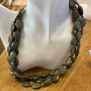 Jay King Mine Finds DTR Beautiful Green Stone Triple Strand Necklace Sterling Clasp Mother&#39;s Birthday Gift Her Prom Collectible Jewelry