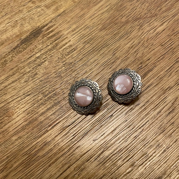 Carolyn Pollack Sterling Silver Round Pink Quartz Clip On Earrings Wedding Mother's Valentine's Birthday Prom Gift Collectible Jewelry