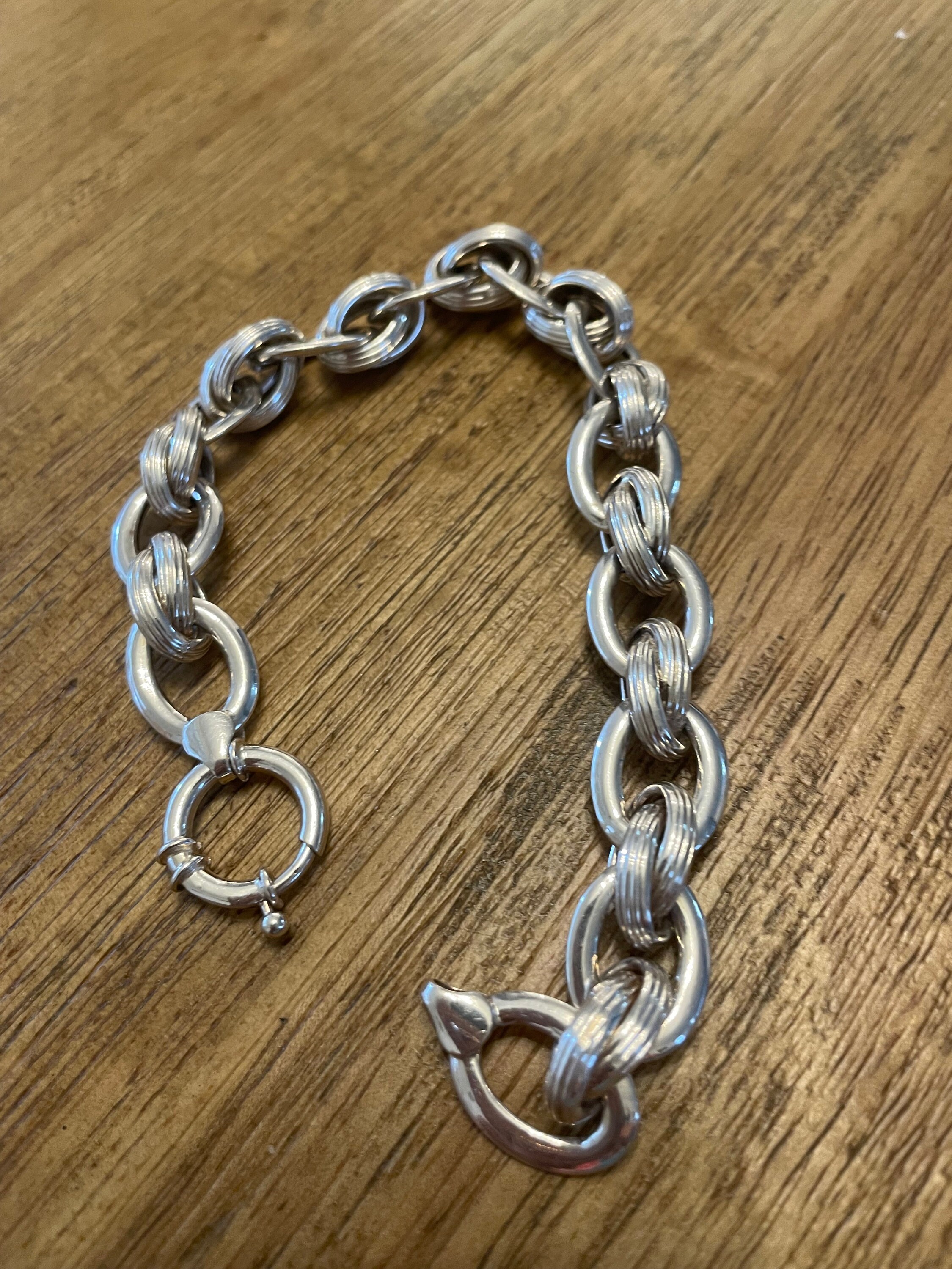 Sterling Silver Multi-link Bracelet - Textured Chain, 8