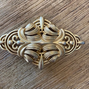 Vintage Signed Oscar De La Renta Satin Gold Brooch Bridal Wedding Mother&#39;s Valentine&#39;s Birthday Gift For Her Prom Collectible Jewelry