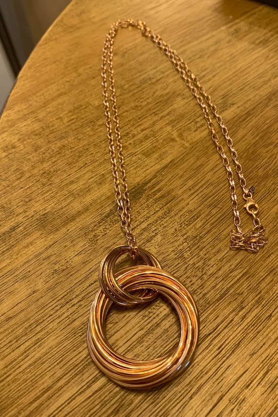 Vintage Milor Rose Gold Tone Bronze Long Necklace… - image 2