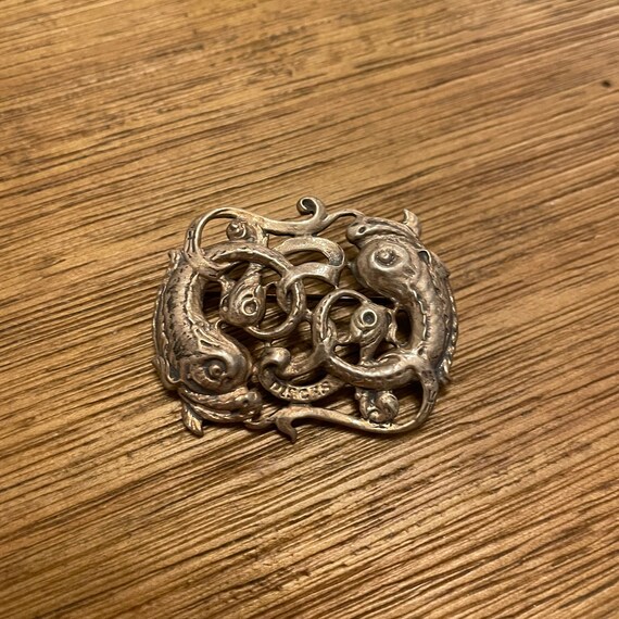 Vintage Cini Sterling Silver Pisces Zodiac Brooch - image 1