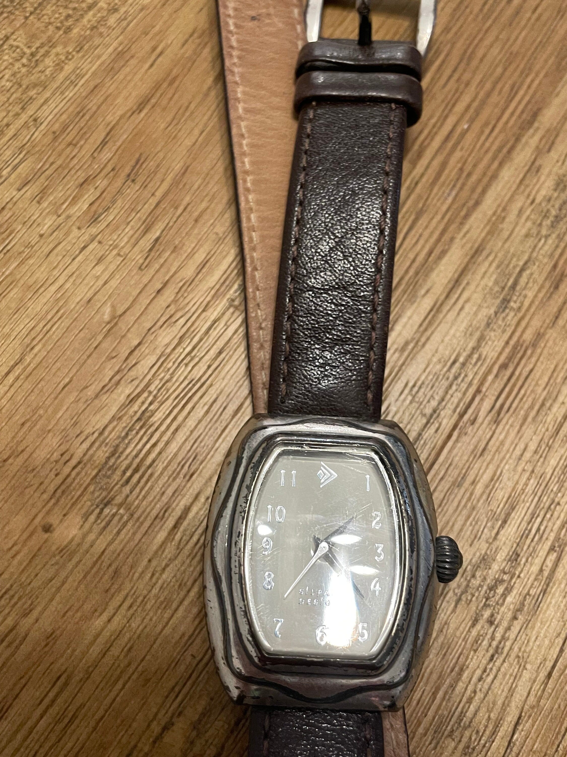 Silpada Vintage Large Face Leather Band Watch Vintage Silpada Sterling Womens Watch w/ Leather Wrap Band  main image 3