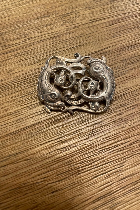 Vintage Cini Sterling Silver Pisces Zodiac Brooch - image 4