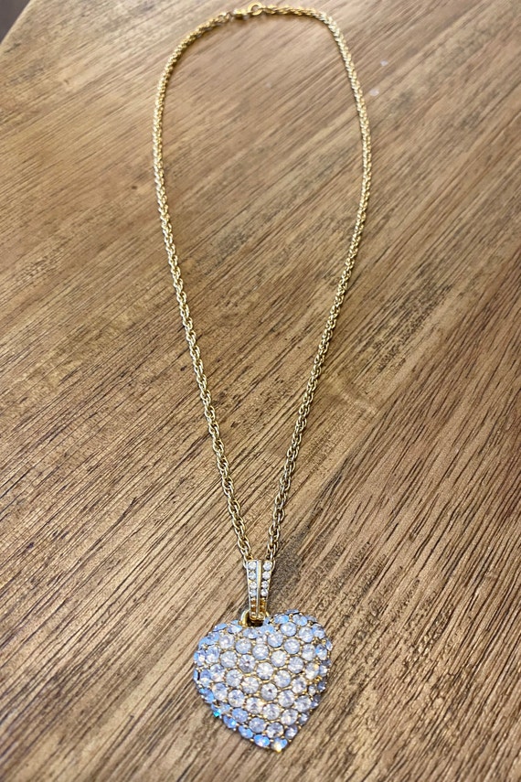 Monet Gold Tone Heart Necklace With Clear Crystals Bridal Wedding Mother s Birthday Gift for Her Prom Collectible Jewelry Etsy