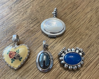ESPO Sterling Snap Pendants: Hematite, MOP, Dyed Agate