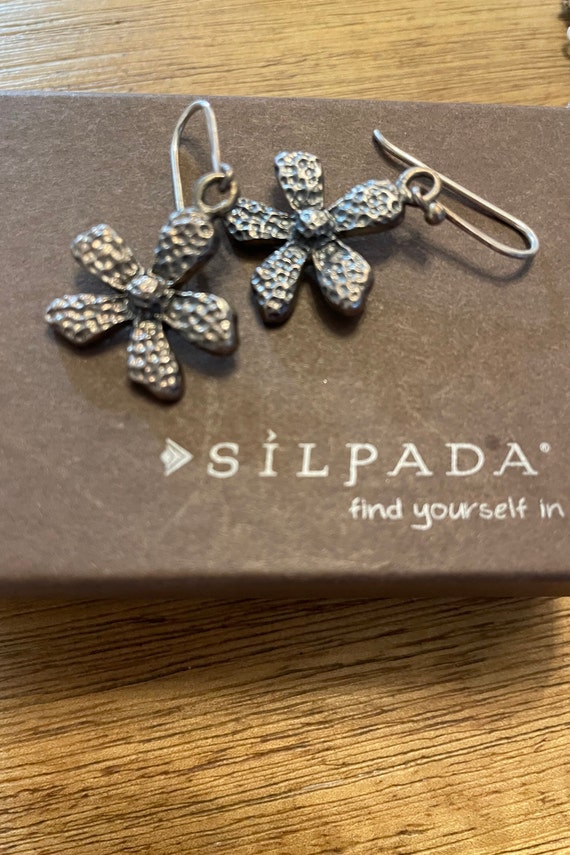 Silpada Sterling Silver Textured Flower Earrings: Designer Jewelry