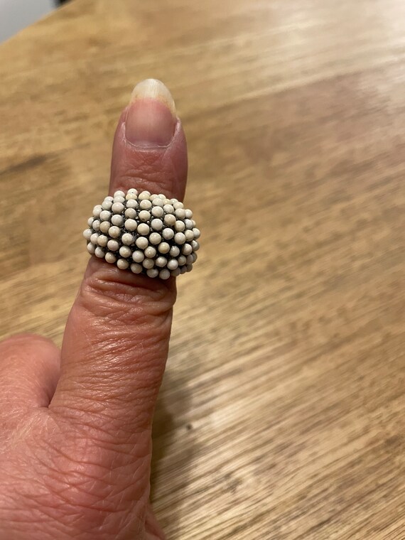 Signed B Designs Beaded Statement Ring, Dark Bron… - image 2