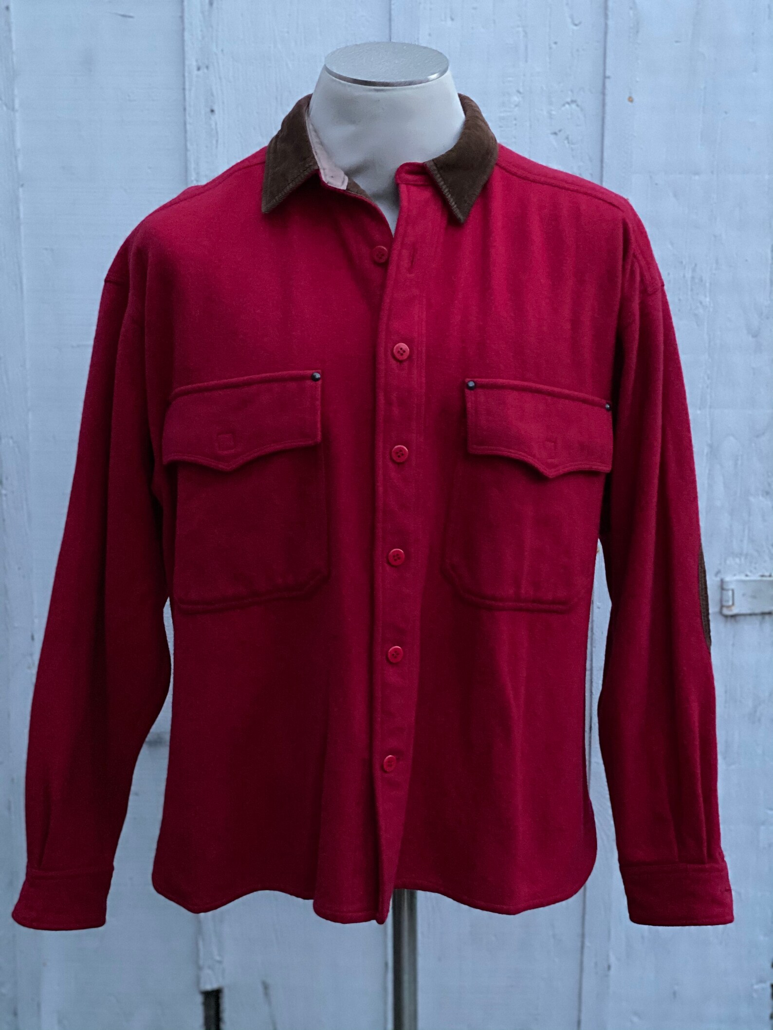 Vintage 1970s GANS Red Wool Shirt / Jacket With Corduroy Elbow | Etsy