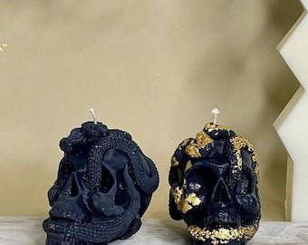 Snake Skull Candle | Halloween Decor | Gift | Small