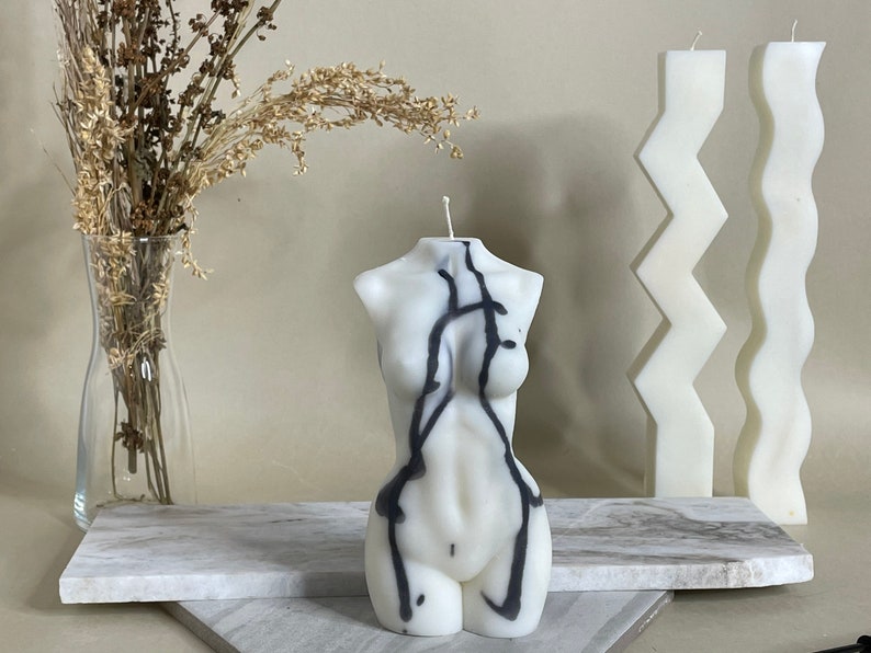 Large Torso Candle Black&White | Rose