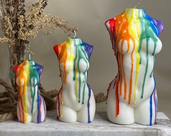 Rainbow Drizzle Torso Candle (Small or Large or Extra Large)