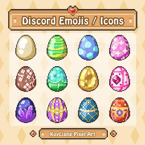 Osterei Sticker für Discord Server, Pixel Art Rollen Icons, Niedliche Emojis Paket, Discord Emotes Download