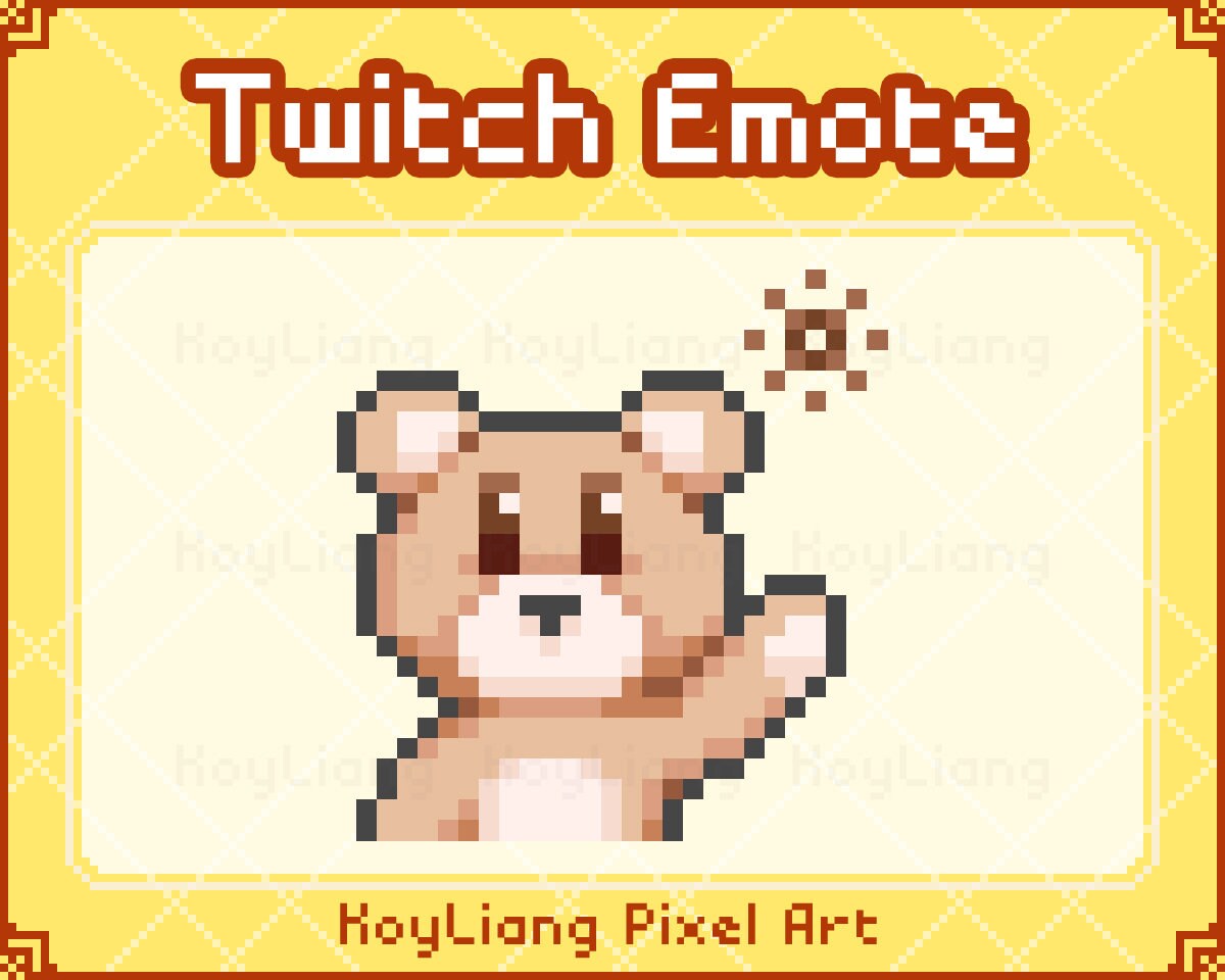Twitch Teddy Bear Emote Cute 8 Bit Pixel Graphic Streaming Etsy