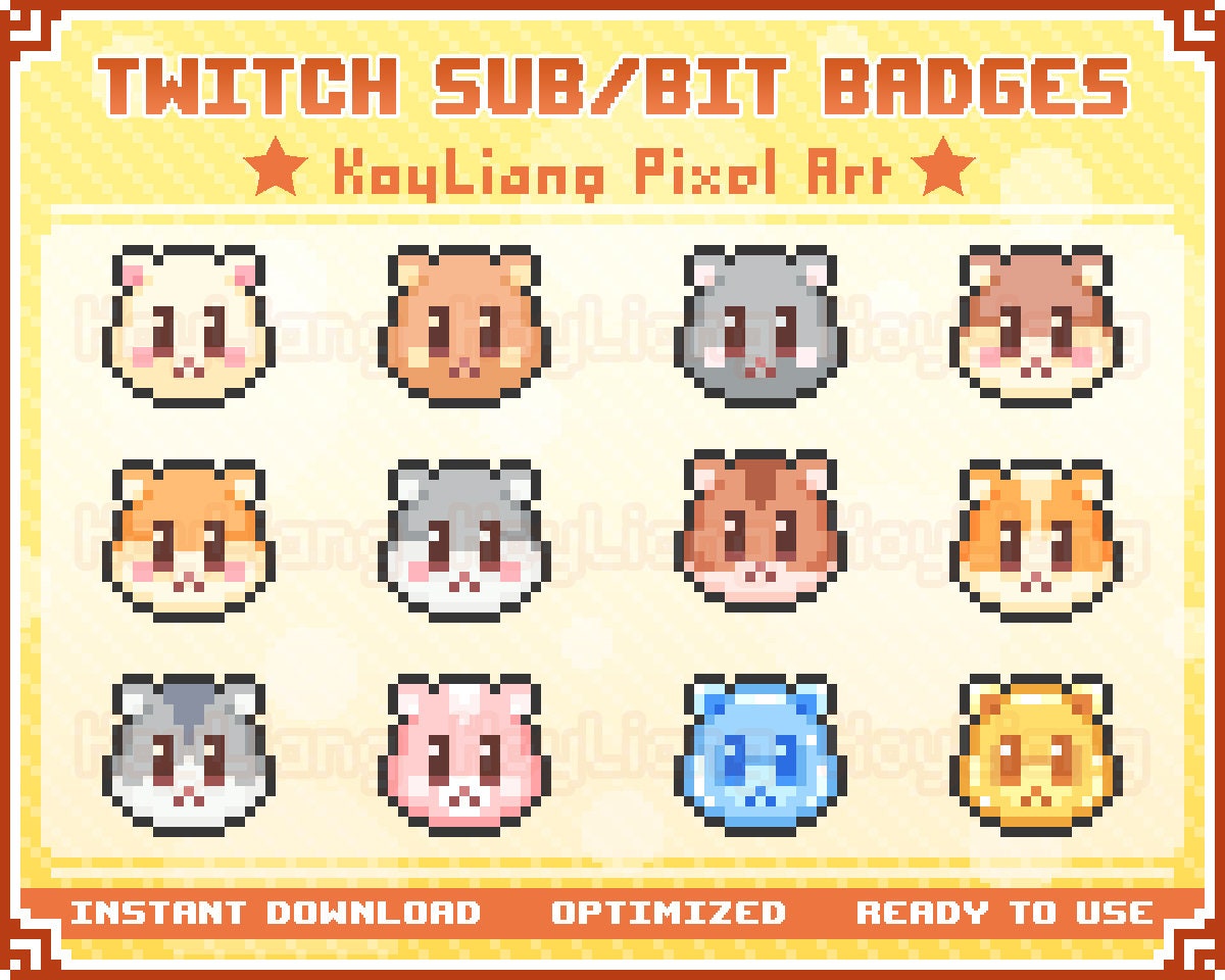 Cute Hamster Sub badges for twitch or stiker