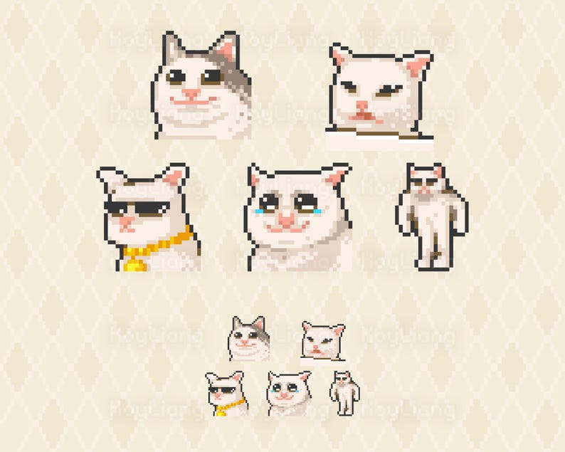 Cat Meme Pixel Twitch Emotes Pack: Funny Channel Point Icons - Etsy Canada