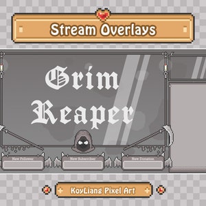 Grim Reaper Twitch Overlays Bundle - Streamer Graphics Package, Stream Overlay Assets