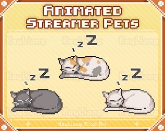 Pixel Sleeping Cat Stream Pet: Animated Twitch Decoration