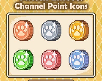 Pixel Paw Coin Twitch Emotes: Channel Point Icons