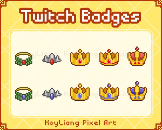 Sub Badges Crown Twitch Bit Badge Royal King Hat Cute Pixel Etsy Canada